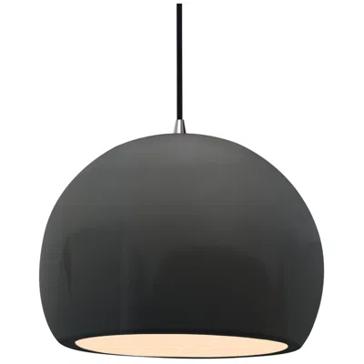Justice Design Radiance 12.25"w Grey Frame Nickel Large Globe Black Cord Pendant