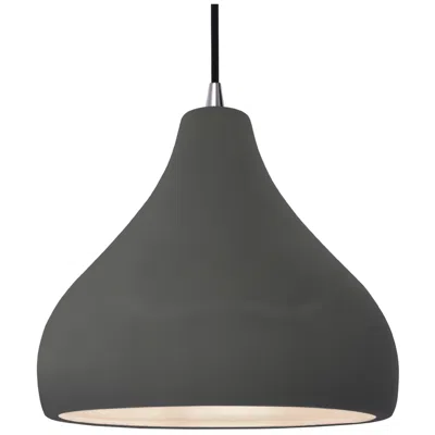Justice Design Radiance 13.5"w Grey Frame Nickel Large Droplet Black Cord Pendant