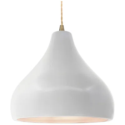 Justice Design Radiance 13.5"w Large Droplet Brass Beige Cord Pendant W/ Bisque Shade