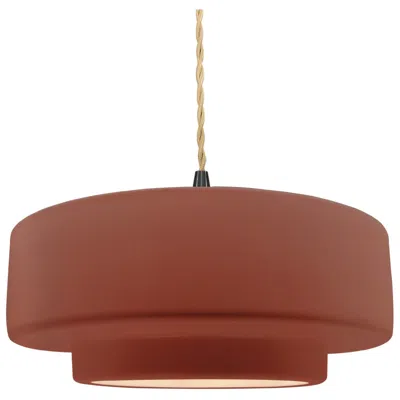 Justice Design Radiance 14.5"w Clay Frame Matte Black Tier Beige Twisted Led Pendant