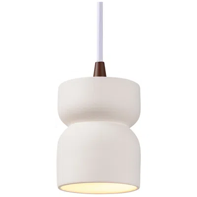 Justice Design Radiance 3.5"w Bisque Short Hourglass Pendant With White Cord