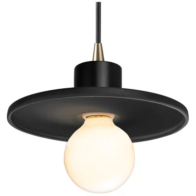 Justice Design Radiance 6.5"w Saucer Brass Black Cord Pendant W/ Carbon Matte Black S