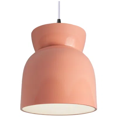Justice Design Radiance 7.5" Wide Matte Black Gloss Blush  Hourglass White Cord Penda
