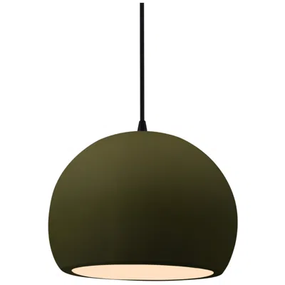 Justice Design Radiance 7"w Matte Green Frame Matte Black Small Globe Black Cord Pend