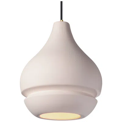 Justice Design Radiance 8"w Bisque And Brass Black Cord Arabesque Pendant