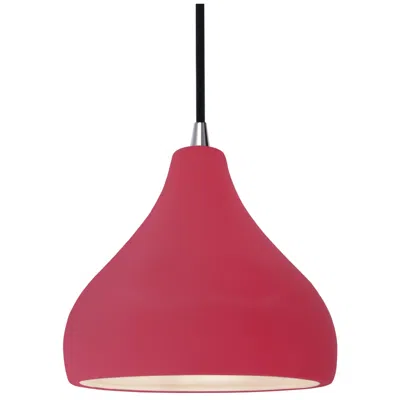 Justice Design Radiance 8"w Cerise Frame Brushed Nickel Small Droplet Black Cord Pend