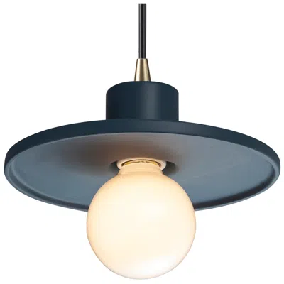 Justice Design Radiance 8"w Midnight Sky And Brass Black Cord Saucer Pendant