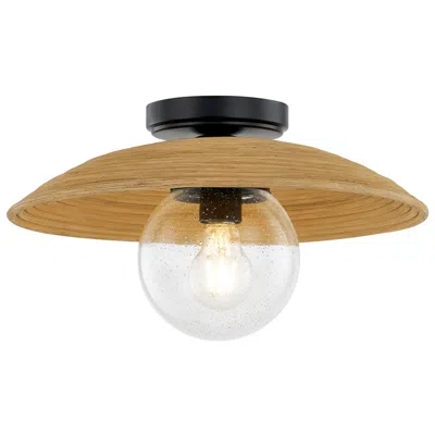 Justice Design Rattan Caribe 15"w Matte Black Ceiling Light