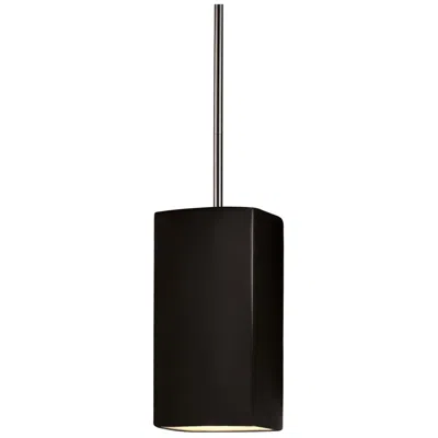 Justice Design Rectangle Pendant - Carbon Black - Brushed Nickel - Rigid Stem