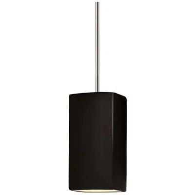 Justice Design Rectangle Pendant - Carbon Black - Polished Chrome - Rigid Stem