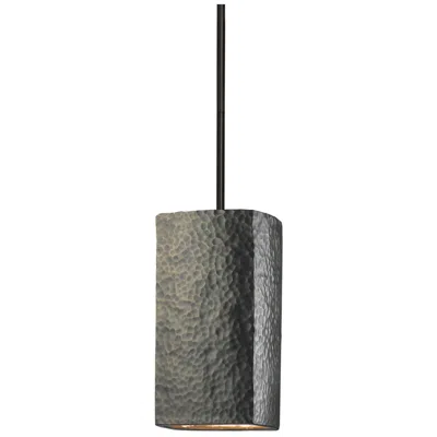 Justice Design Rectangle Pendant - Hammered Brass - Matte Black - Rigid Stem Made To Order