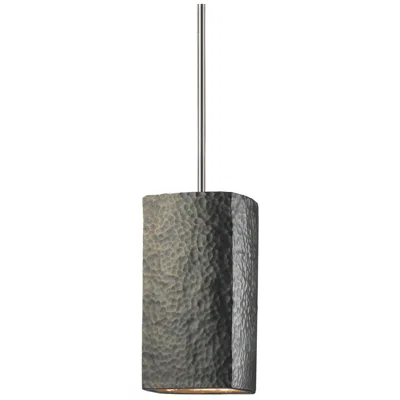 Justice Design Rectangle Pendant - Hammered Brass - Polished Chrome - Rigid Made To Order