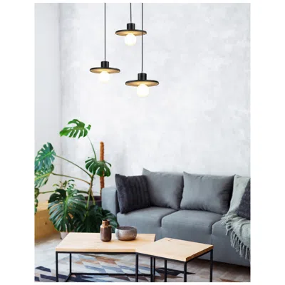 Justice Design Saucer Pendant - Mb Gold - Bn-black Cord