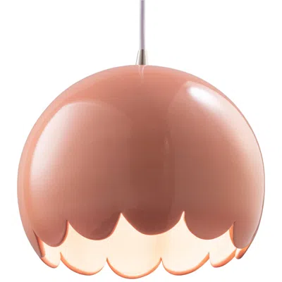 Justice Design Scallop 9" Wide Gloss Blush Ceramic Led Mini Pendant Light