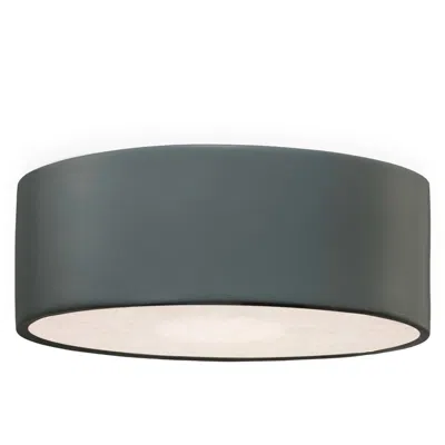 Justice Design Short Round Pewter Green Led Outdoor Flush-mount