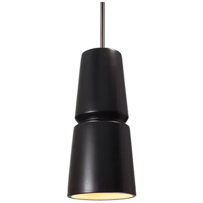 Justice Design Small Cone Pendant - Carbon Black - Brushed Nickel - Rigid Stem