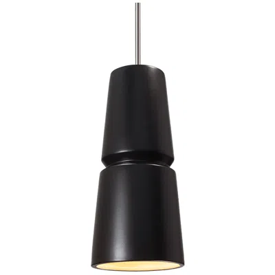 Justice Design Small Cone Pendant - Carbon Black - Polished Chrome - Rigid Stem