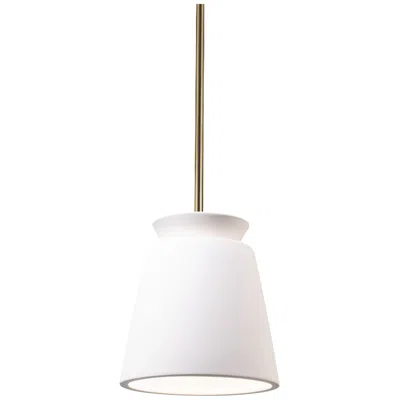 Justice Design Small Trapezoid Pendant - Bisque - Antique Brass - Rigid Stem