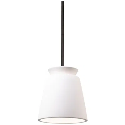 Justice Design Small Trapezoid Pendant - Bisque - Matte Black - Rigid Stem