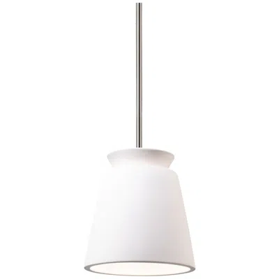 Justice Design Small Trapezoid Pendant - Bisque - Polished Chrome - Rigid Stem