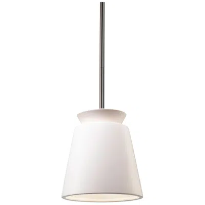Justice Design Small Trapezoid Pendant - Matte White - Brushed Nickel - Rigid Stem