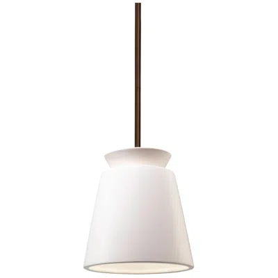 Justice Design Small Trapezoid Pendant - Matte White - Dark Bronze - Rigid Stem