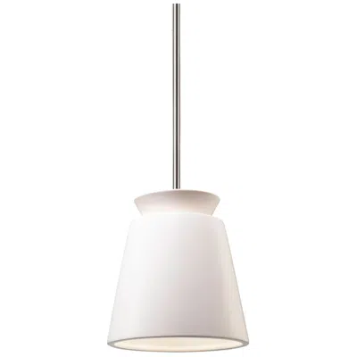 Justice Design Small Trapezoid Pendant - Matte White - Polished Chrome - Rigid Stem