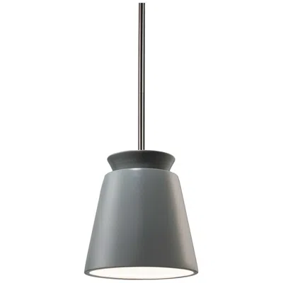 Justice Design Small Trapezoid Pendant - Pewter Green - Brushed Nickel - Rigid Stem