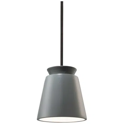 Justice Design Small Trapezoid Pendant - Pewter Green - Matte Black - Rigid Stem