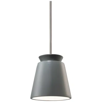 Justice Design Small Trapezoid Pendant - Pewter Green - Polished Chrome - Rigid Stem