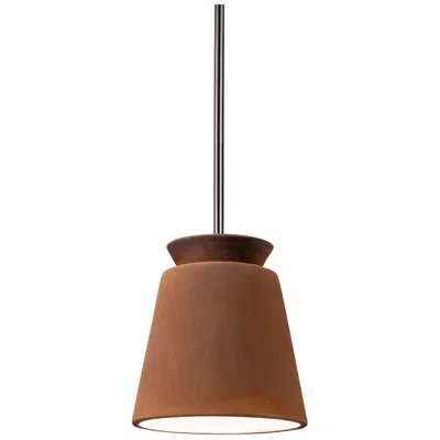 Justice Design Small Trapezoid Pendant - Real Rust - Brushed Nickel - Rigid Made To Order