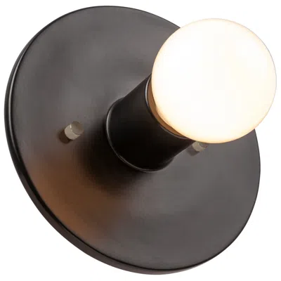Justice Design Stepped Discus 8" High Carbon Matte Black Wall Sconce