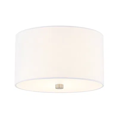 Justice Design Textile 11" Wide Nickel White Linen Drum Ceiling Light