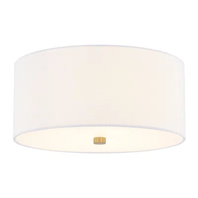 Justice Design Textile 14" Brushed Brass White Shade Ceiling Light