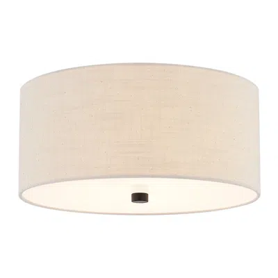 Justice Design Textile 14" Matte Black Cream Linen Drum Ceiling Light
