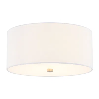 Justice Design Textile 14" Wide Nickel White Linen Drum Ceiling Light