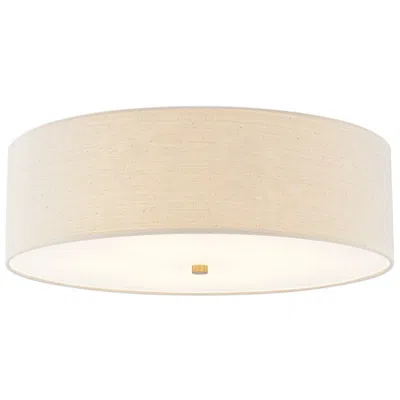Justice Design Textile 24" Brushed Brass Cream Shade Ceiling Light