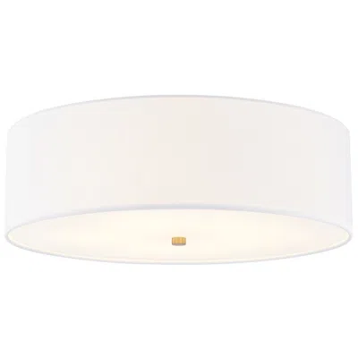 Justice Design Textile 24" Brushed Brass White Shade Ceiling Light