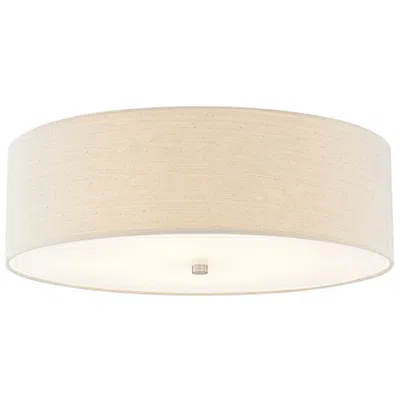 Justice Design Textile 24"w Brushed Nickel Ceiling Light With Cream Shade