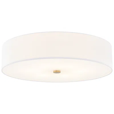 Justice Design Textile 30"w Brushed Brass Ceiling Light With White Shade