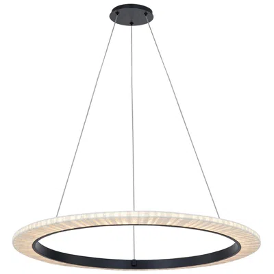 Justice Design Textile 42" Wide Medallo Led Ring Cream Linen Pendant