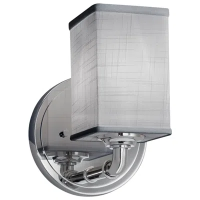 Justice Design Textile Bronx Family 9" High Polished Chrome Wall Sconce W/ Gray Shade