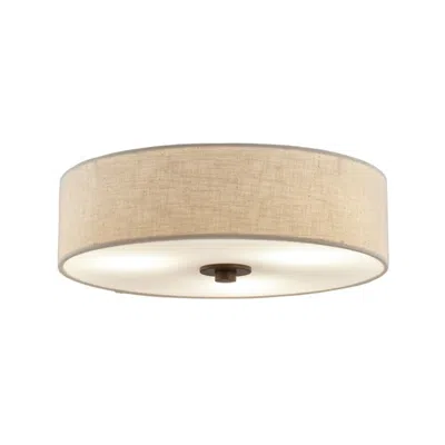 Justice Design Textile Classic 15" Wide Bronze Ceiling Light W/ Cream Linen