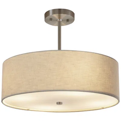 Justice Design Textile Classic 18" Nickel Cream Drum Pendant Light