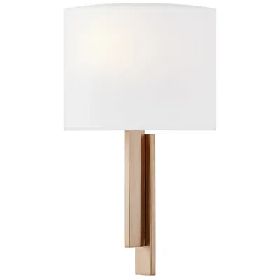 Justice Design Textile Hamilton 14"h Brushed Brass Ada Wall Sconce With White Linen S