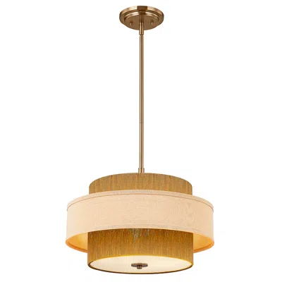 Justice Design Textile Narberth 18" Wide 3-light Brushed Brass, Cream Linen Pendant