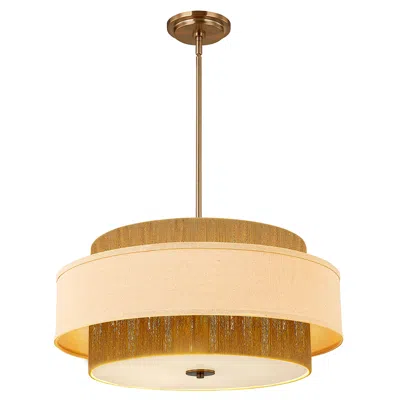 Justice Design Textile Narberth 24" Wide 5-light Brushed Brass, Cream Linen Pendant