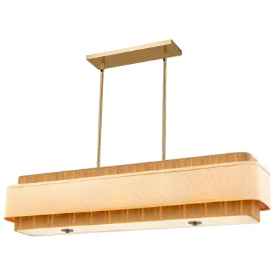 Justice Design Textile Narberth 44" Wide 5-light Brushed Brass, Cream Linen Pendant