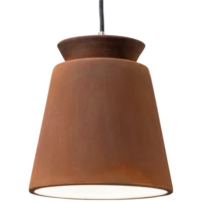 Justice Design Trapezoid 7 3/4" Wide Real Rust Ceramic Led Mini Pendant Light