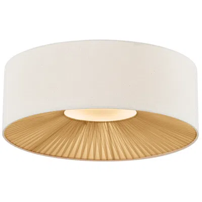 Justice Design Warren 24" Wide Gold And Cream Linen Drum Ceiling Light